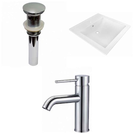 21.5 W 1 Hole Ceramic Top Set In White Color, Overflow Drain Incl.